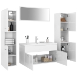 Set Mobili da Bagno Bianco Lucido in Legno Multistrato