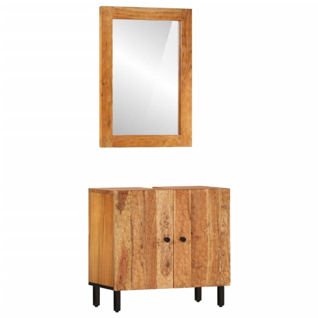 Set Mobili da Bagno 2pz in Legno Massello di Acacia