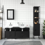 Set Mobili da Bagno 4 pz Nero in Legno Multistrato