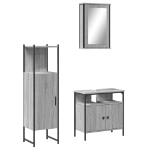 Set Mobili da Bagno 3 pz Grigio Sonoma in Legno Multistrato