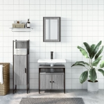 Set Mobili da Bagno 3 pz Grigio Sonoma in Legno Multistrato