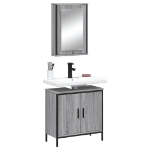 Set Mobili da Bagno 2 pz Grigio Sonoma in Legno Multistrato