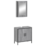 Set Mobili da Bagno 2 pz Grigio Sonoma in Legno Multistrato