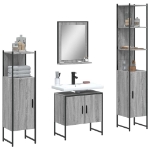 Set Mobili da Bagno 4 pz Grigio Sonoma in Legno Multistrato