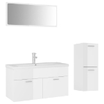 Set Mobili da Bagno Bianco Lucido in Truciolato