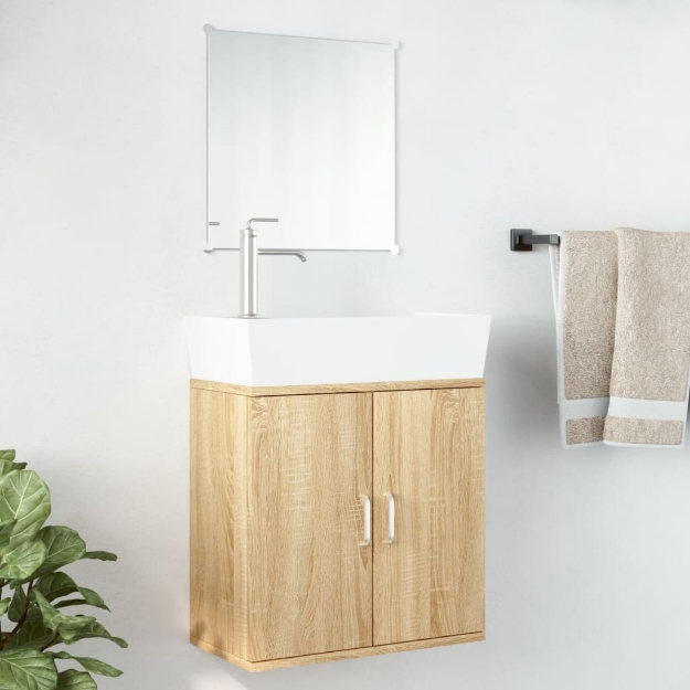 Set Mobili da Bagno 2 pz Rovere in Legno Multistrato