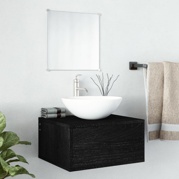 Set Mobili da Bagno 2 pz Nero in Legno Multistrato