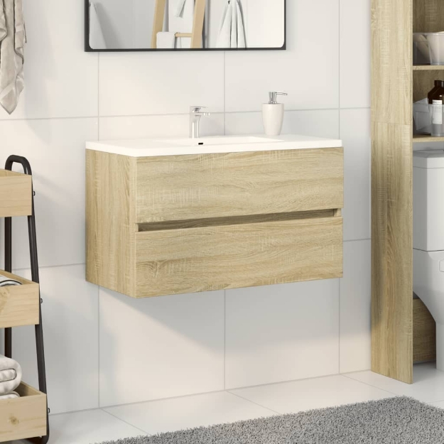 Mobile Lavabo Rovere Sonoma 80x38,5x45 cm in Legno Multistrato