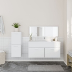 Set Mobili da Bagno 3 pz Bianco in Legno Multistrato