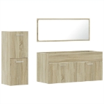 Set Mobili da Bagno 3 pz Rovere Sonoma in Legno Multistrato