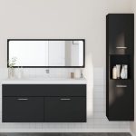 Set Mobili da Bagno 3 pz Nero in Legno Multistrato