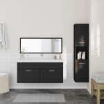 Set Mobili da Bagno 3 pz Nero in Legno Multistrato