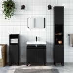 Set Mobili da Bagno 3 pz Nero in Legno Multistrato