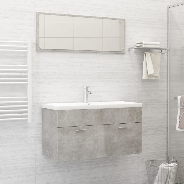 Set Mobili da Bagno Grigio Cemento in Truciolato