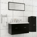 Set Mobili da Bagno Nero in Legno Multistrato