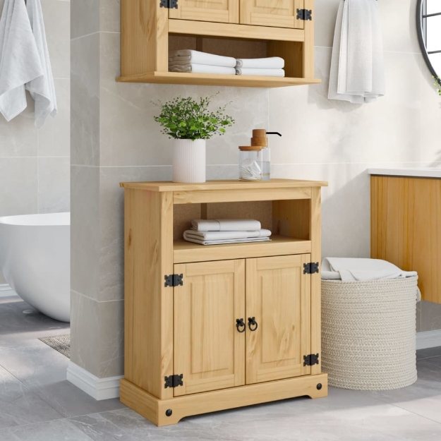 Mobile da Bagno Corona 70x33x80 cm in Legno Massello di Pino