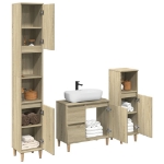 Set Mobili da Bagno 3 pz Rovere Sonoma in Legno Multistrato