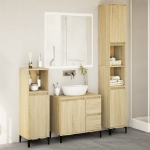 Set Mobili da Bagno 3 pz Rovere Sonoma in Legno Multistrato