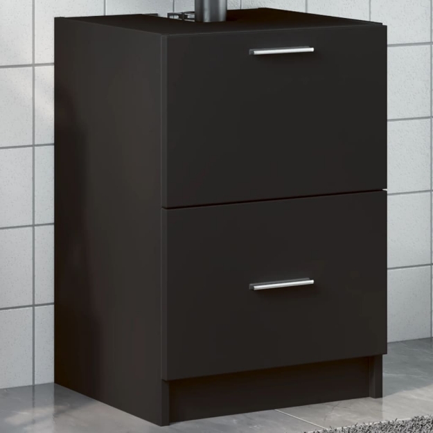 Mobile Lavabo Nero 80x33x60 cm in Legno Multistrato