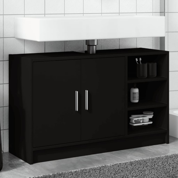 Mobile Lavabo Nero 90x29x55 cm in Truciolato