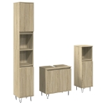 Set Mobili da Bagno 3 pz Rovere Sonoma in Legno Multistrato