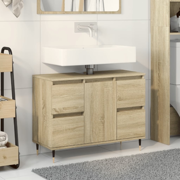 Mobile da Bagno Rovere Sonoma 80x33x60 cm in Legno Multistrato