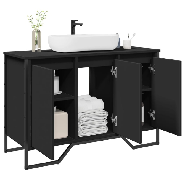 Mobile Lavabo Bagno Nero 91x35x60 cm in Truciolato