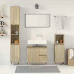 Set Mobili da Bagno 3 pz Rovere Sonoma in Legno Multistrato