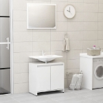 Set Mobili da Bagno Bianco Lucido in Legno Multistrato