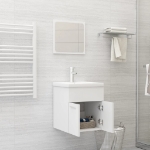 Set Mobili da Bagno 2 pz Bianco in Legno Multistrato