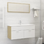 Set Mobili Bagno 2pz Bianco e Rovere Sonoma Legno Multistrato