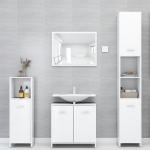 Set Mobili da Bagno 3 pz Bianco Lucido in Truciolato