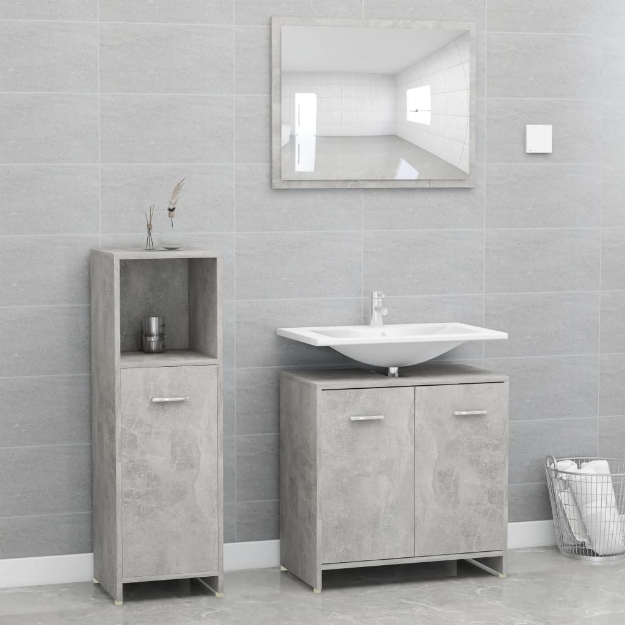 Set Mobili da Bagno 3 pz Rovere Sonoma in Legno Multistrato