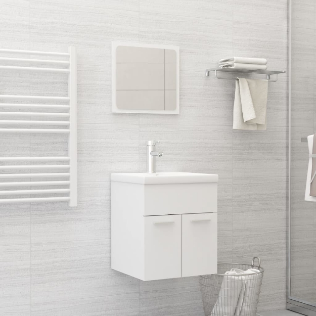 Set Mobili da Bagno Bianco in Legno Multistrato