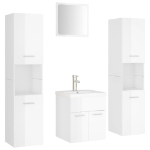 Set Mobili da Bagno Bianco Lucido in Legno Multistrato