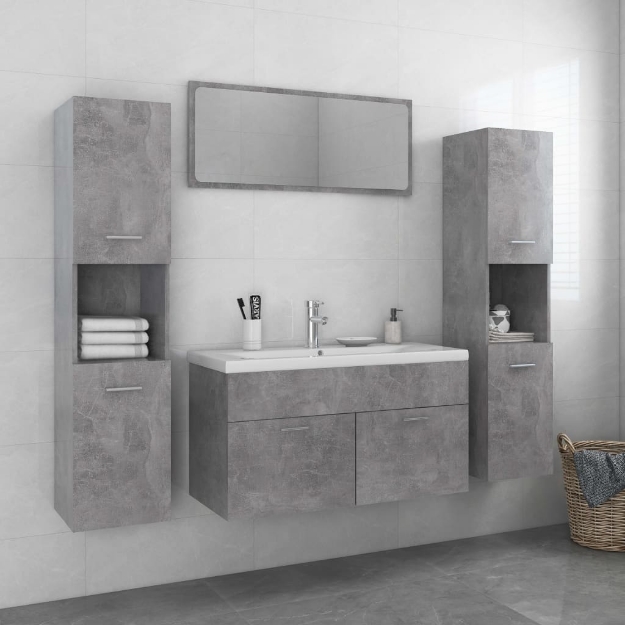 Set Mobili da Bagno Grigio Cemento in Legno Multistrato