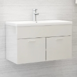 Mobile Sottolavabo Bianco Lucido 80x38,5x46cm Legno Multistrato