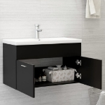 Mobile Sottolavabo Nero 80x38,5x46 cm in Legno Multistrato