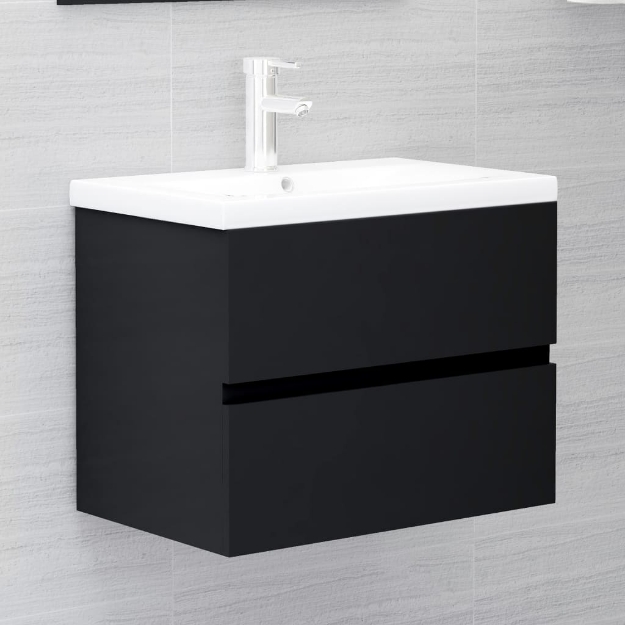 Mobile Lavabo Nero 60x38,5x45 cm in Legno Multistrato