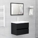 Mobile Lavabo Nero 60x38,5x45 cm in Legno Multistrato