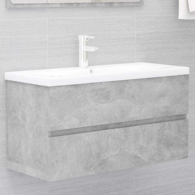 Mobile Lavabo Grigio Cemento 90x38,5x45 cm in Legno Multistrato