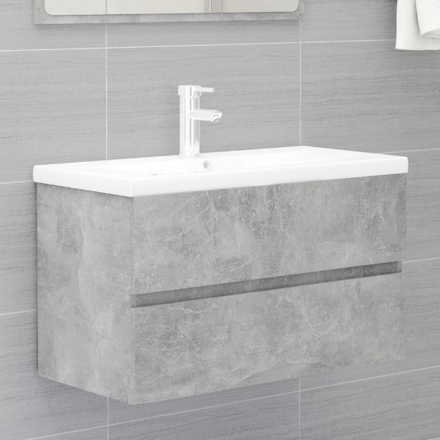 Mobile Lavabo Grigio Cemento 80x38,5x45 cm in Legno Multistrato