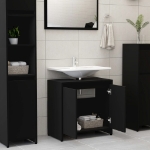 Mobile da Bagno Nero 60x33x61 cm in Legno Multistrato