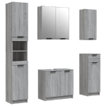 Set Mobili da Bagno 5 pz Grigio Sonoma in Legno Multistrato