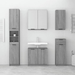 Set Mobili da Bagno 5 pz Grigio Sonoma in Legno Multistrato