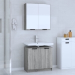 Set Mobili da Bagno 2 pz Grigio Sonoma in Legno Multistrato