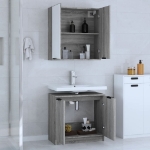 Set Mobili da Bagno 2 pz Grigio Sonoma in Legno Multistrato