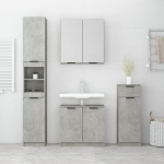 Set Mobili da Bagno 4 pz Grigio Cemento in Legno Multistrato