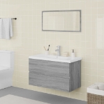 Set di Mobili da Bagno Grigio Sonoma in Legno Multistrato