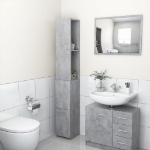 Armadietto Bagno Grigio Cemento 25x26,5x170cm Legno Multistrato